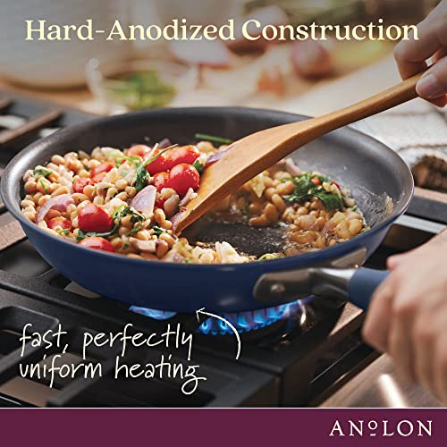 Anolon Advanced Hard-Anodized Nonstick Frying Pan With Helper Handle / Nonstick Skillet, 14", Indigo #TOP1