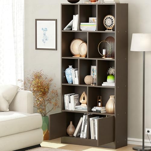 Image of Lukzer Bookshelf & Storage Organizer with Push Latch Doors Cabinet | Modern Engineered Wood Multipurpose Bookcase Display Rack for Home & Office | DIY Assembly (MR-033 /Wenge /157x80x30 cm)