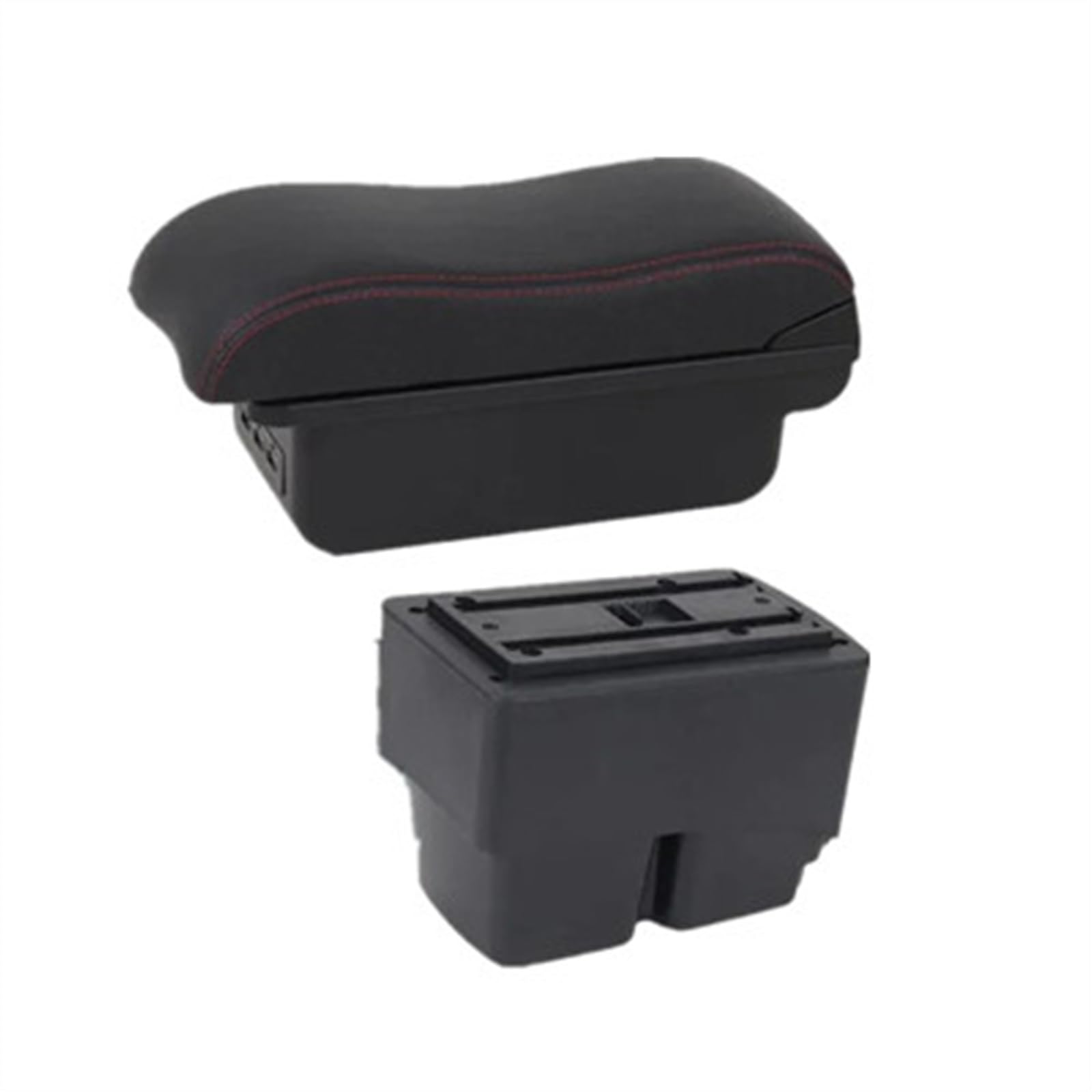 NOHEEU Car Armrest Box 2009-2017 Storage Interior Details Accessories Easy Installation For Fiesta MK7(B2 red line 3USB)