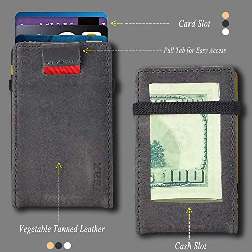 Image of RFID Minimalist Slim Wallet for Men and Women, Holds Up to 12 Cards, Cash, Key Thin and Lightweight Credit Card Holder Grey Eco Leather