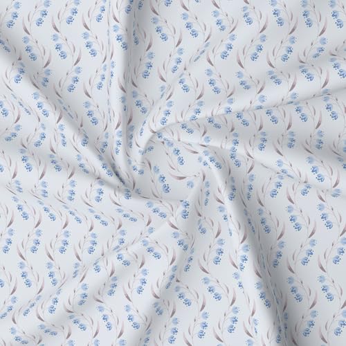 Image of Layers 100% Cotton Bedsheet for Double Size Bed | Lumina Floret Collection | 144 TC Soft & Breathable | Floral Print with 2 Pillow Covers | Wrinkle Free & Colorfast | 3 Piece Bedding Set - Blue