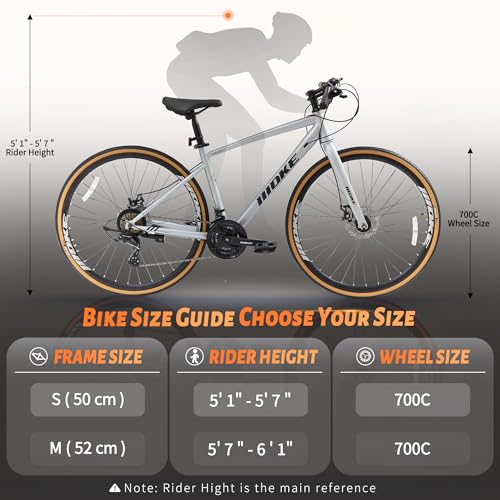 Hybrid Bike, 24-Speed 700C Wheel Hybrid Bicycle with Dual