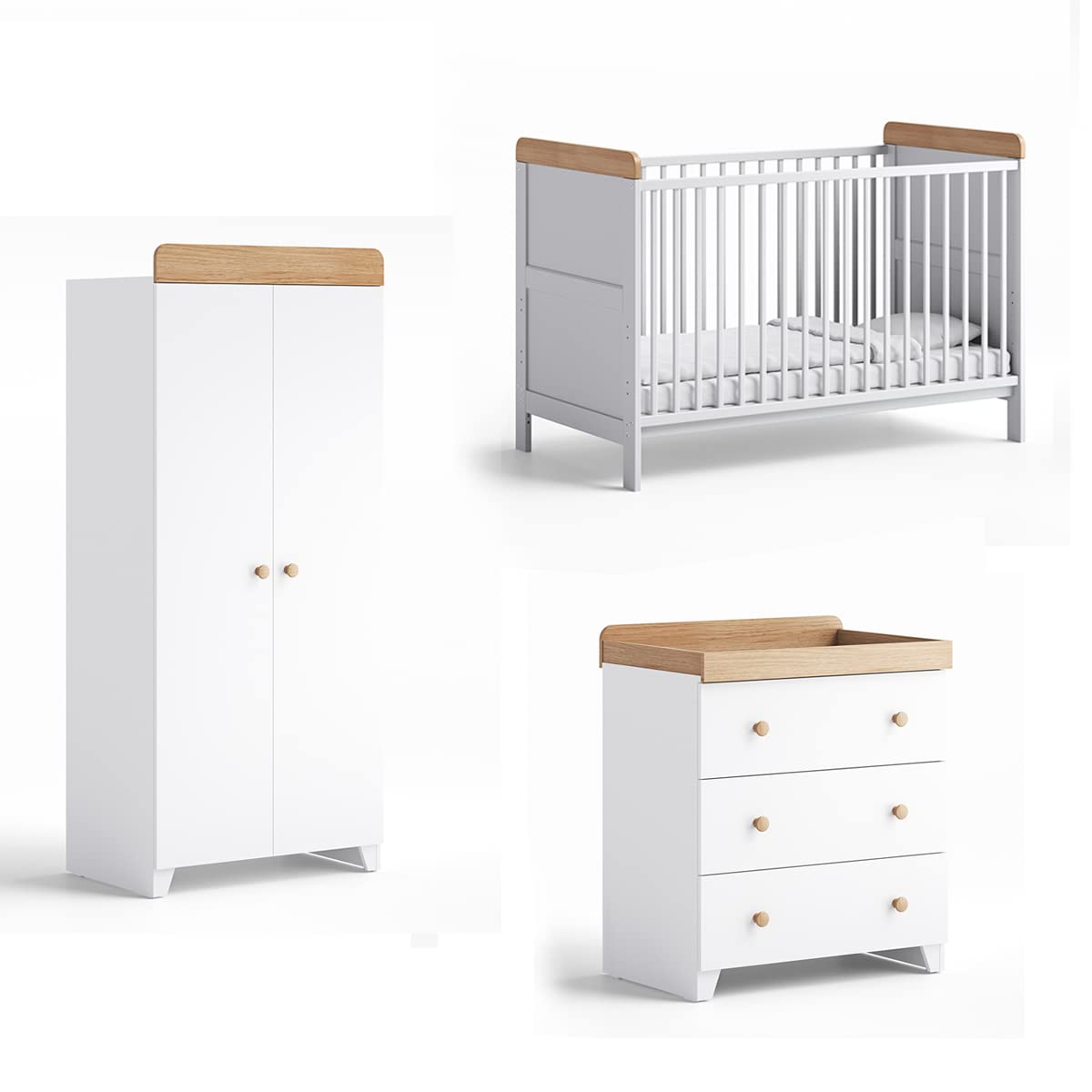 Little Acorns Classic Piece Nursery Bedroom Set Cot Bed