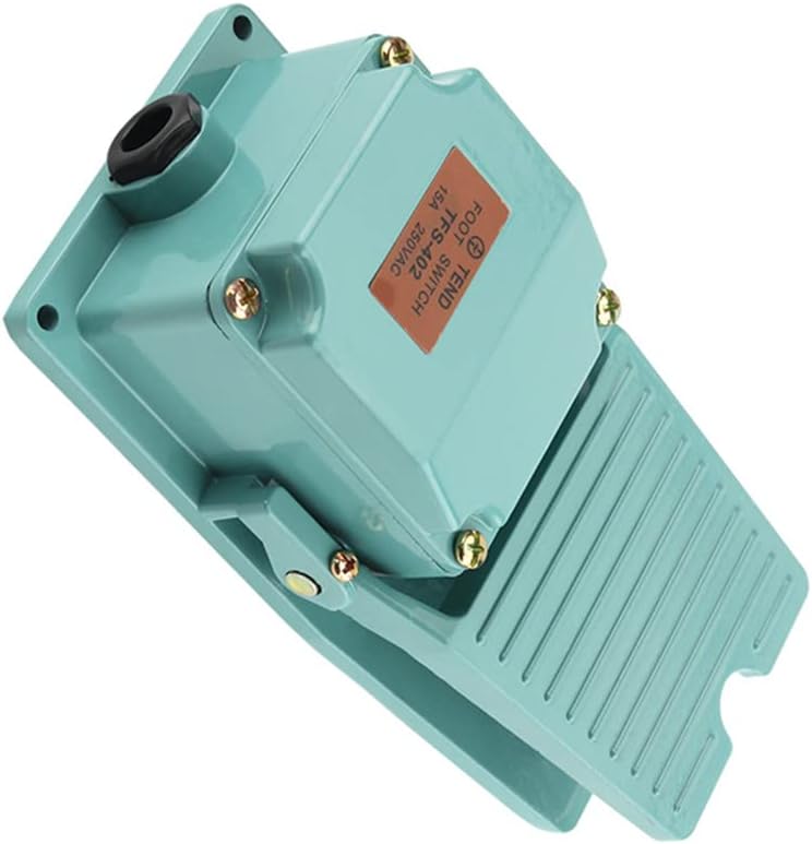 Momentary Foot Switch AC 250V 15A 1NO 1NC Waterproof Cable Gland TFS-402 | Momentary foot pedal switch, AC 250V 15A, 1NO 1NC, waterproof, green.
