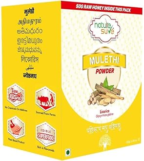 Nature Sure Mulethi Powder 100g with Raw Honey 50g, Yashtimadhu Powder for Face, Hair, Skin, Weight - Pack of 1