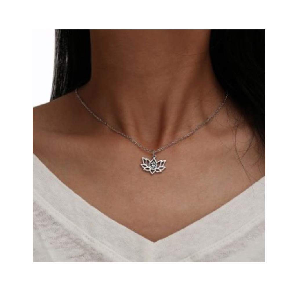 El Regalo Dainty Lotus Necklace Yoga OM Lotus Flower Pendant Chain Necklace Birthday Gift for Women (B07T154LTX) Amazon Price History, Amazon Price Tracker
