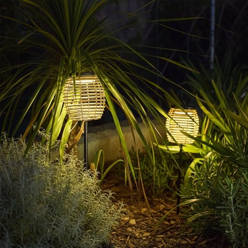 Balises solaires Lumisky BAVINA en poly rotin H71.5cm avec télécommande - 4
