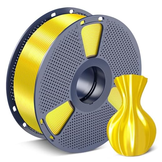 SUNLU Silk PLA Filament 1.75mm, Neatly Wound Shiny PLA 3D Printer Filament, Dimensional Accuracy +/- 0.02mm, Fit Most 3D Printers,Good Vacuum Packaging, 1kg Spool(2.2lbs), Silky Yellow