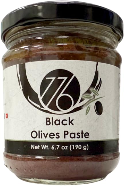 776 DELUXE FOODS Tarro de vidrio de pasta de aceituna negra Meze de 6.7 onzas | Tapenade griega para untar | Vegano totalmente natural sin