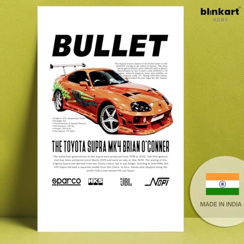 Image of BLINKART Toyota Supra MK4 (Fast & Furious)Car Posters Sticker Gift Items for Boys Room Wall Decor || Comes with Double-Sided Tape|| Decoration Bedroom Living Room Office Studio Decor | 12x18 In (A3) - CAR-297