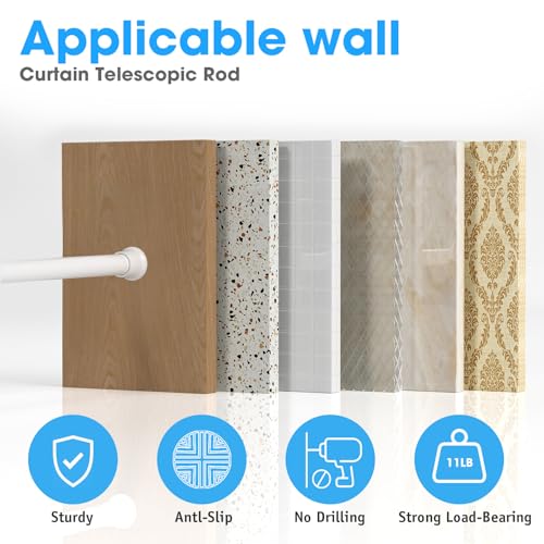 Image of MEXAU White Tension Curtain Rods18 to 36 Inch,Small Curtain Rods No Drilling,Short Tension Rod,Adjustable Spring Rod for Windows,Door,Closet (Pack of 2)