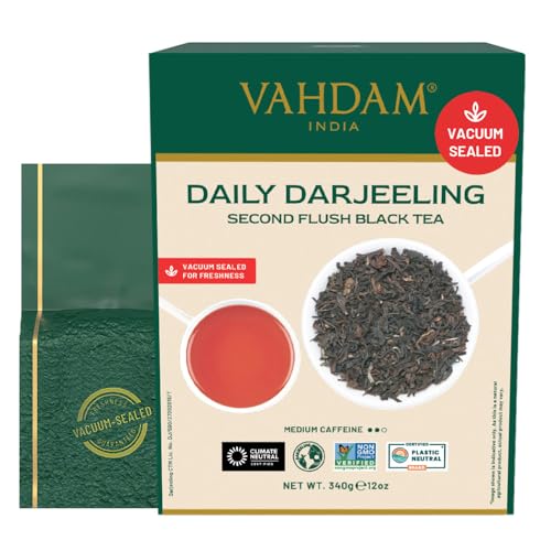 VAHDAM, Darjeeling Tea Leaves From Himalayas 170+ Cups (340g/12oz) Pure Unblended Darjeeling Black Tea, FTGFOP1 Grade Loose Leaf Tea | Packed & Shipped Direct From Source In India