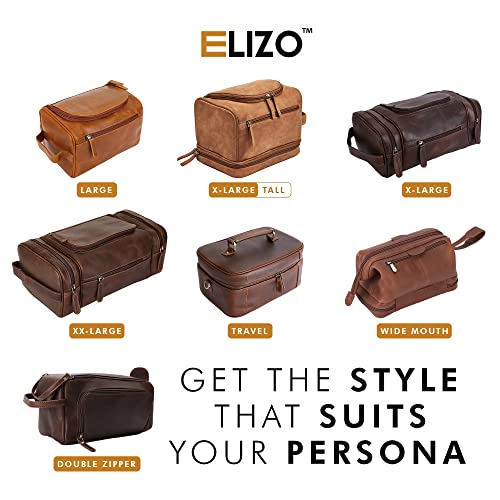 Leather Toiletry Bag For Men Women | Dopp Kit Mens Hanging Toiletry Bag (Premium Leather) Travel Toiletry Bag For Traveling Large Tsa Approved Cosmetic Travel Bag For Toiletries Shaving Bag - Hickory #TOP3