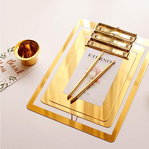 Cabilock Portátil de Aço Inoxidável Suporte de Papel Clipboard A4 Pranchetas Pastas Memo Board Com B