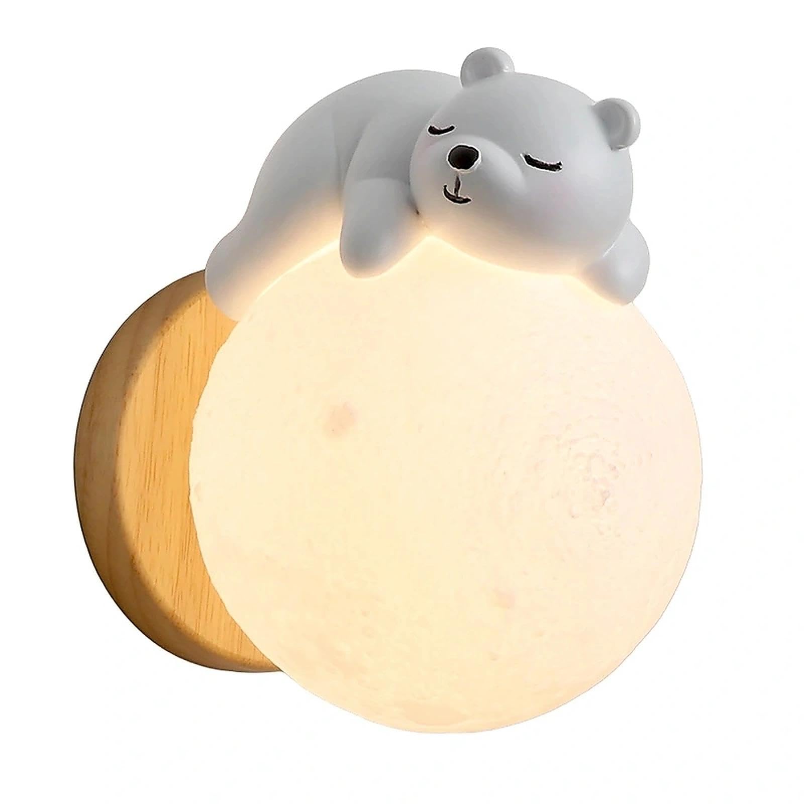 Generico Lampada luna applique da parete LED moderna creativa per cameretta bambini e camera da letto, luce da parete interno con design nordico dimmerabile (Bear)