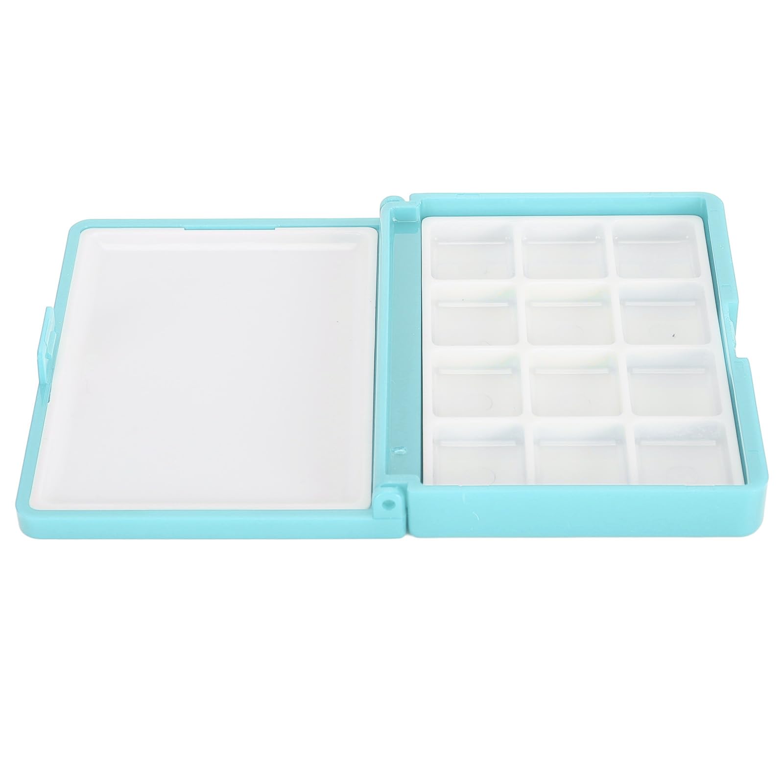 Jelquix Compact Empty Watercolor Box, Portable Plastic Paint Storage Palettes Box with Partitioned Design, Ideal for Acrylics, Watercolor & Lipsticks (Blue 12 Grids)