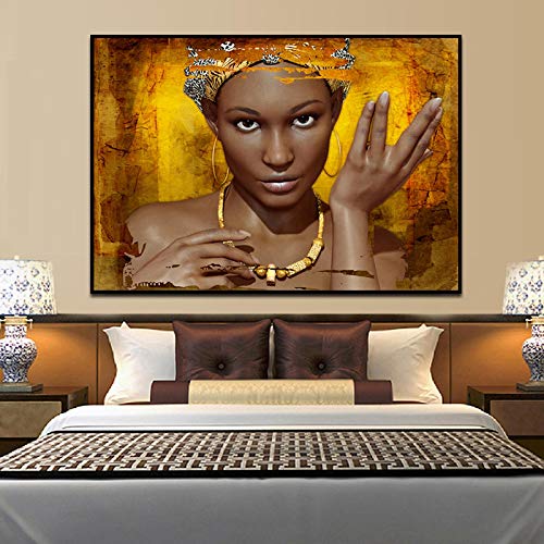 Peintures sur Toile Art Africain Or Figure de Luxe