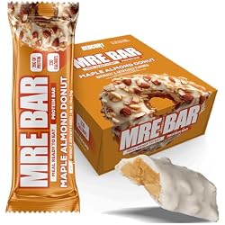 REDCON1 MRE Maple Almond Donut Protein Bars - 12 Count Snack Bars for Breakfast or Post-Workout