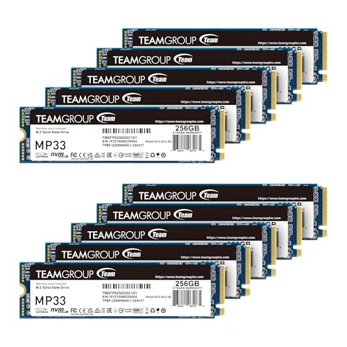 Image of TEAMGROUP MP33 256GB 10 Pack SLC Cache 3D NAND TLC NVMe 1.3 PCIe Gen3x4 M.2 2280 Internal Solid State Drive SSD Read /Write Speed up to 1600 /1000 MB /s Compatible with Laptop & Desktop TM8FP6256G0C1P2