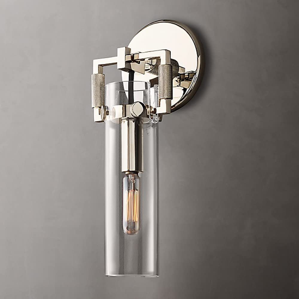 SXECAEPS Clear Glass Wall Sconce Bracket Light Industrial Lamp, Indoor Headboard Lighting Fixture E27 Sconces for Bedroom Bedside Restaurant Living Room Home Decoration