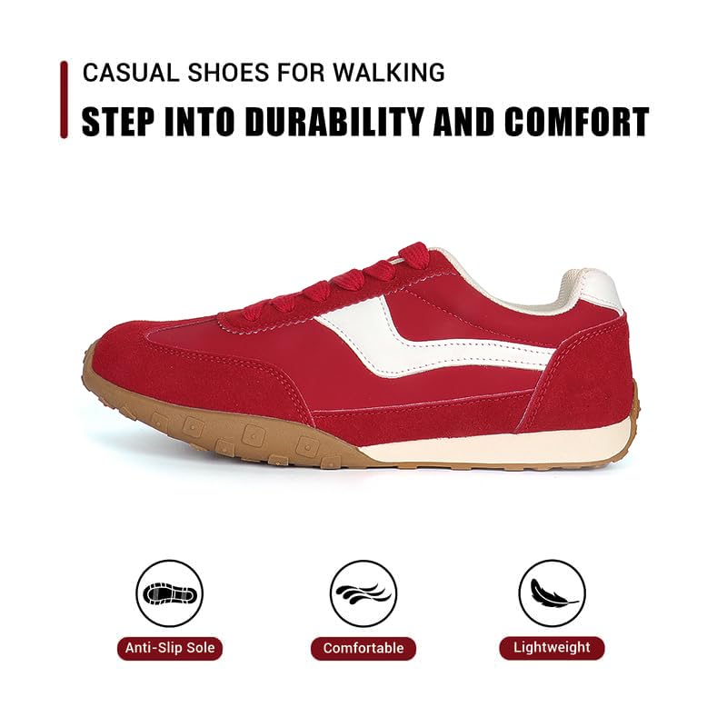 Image of MAVMAX Women's Fashion Retro Sneakers Chic Casual Walking Shoes with Foam Insole Tennis Shoes Stable Non-Slip Outsole for Dresses, Jeans & Everyday Outfits