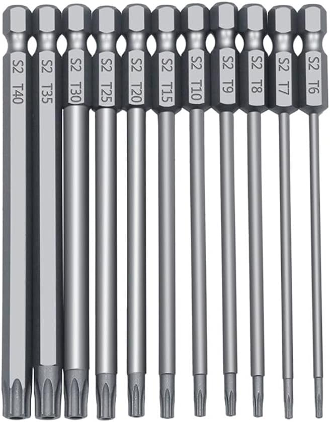 11/12pcs Tamper Proof Security Drill Bit Set Torx Screwdriver Flat 1/4" Hex F1FC(100M)
