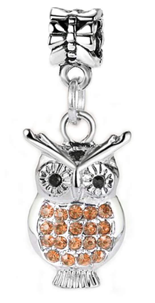 Dangle Owl with Crystals Charm