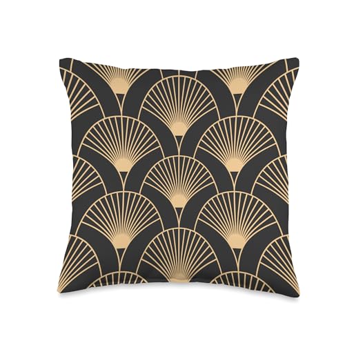 Art Deco Fan Pattern 1920s Geometric Vintage Aesthetic Throw Pillow