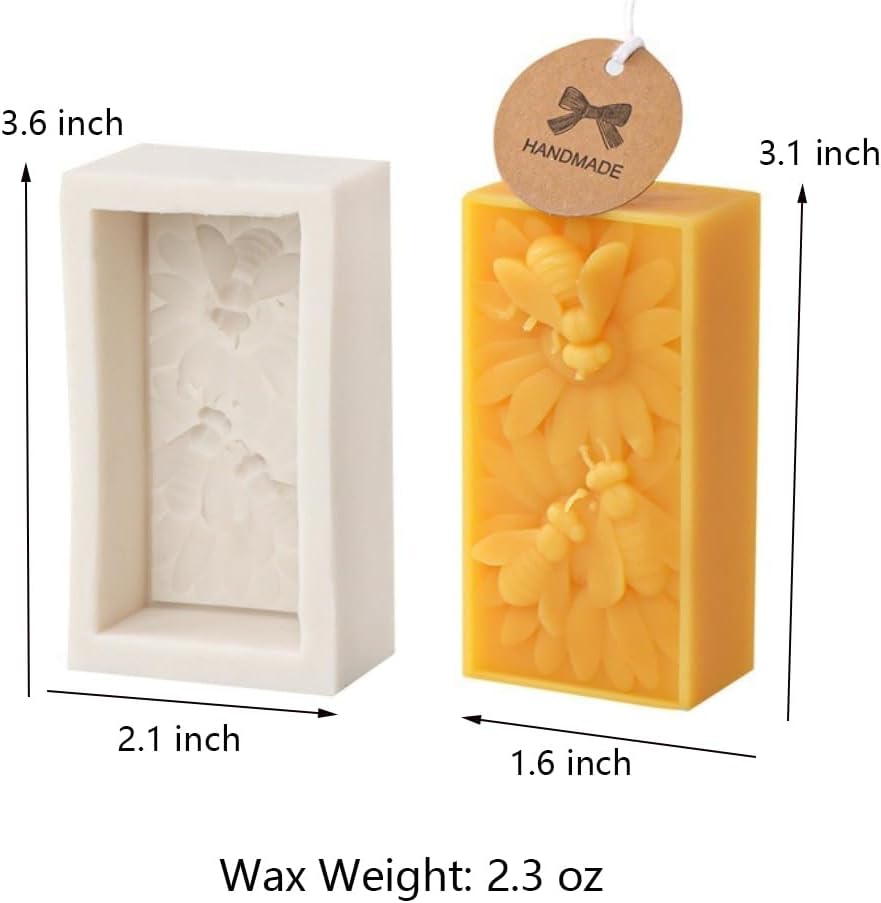 Honeycomb Bumble Bee Candle Mold Honeybee Picking Flower Silicone Mold for Soap Soy Wax Epoxy Resin DIY Handcraft Weeding Party Dinner Ornaments Home Decoration (Set)