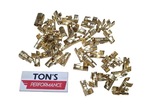 Ton's Performance 180 Degree Brass Straight Distributor/Coil Terminals for 7mm 8mm Ignition Wires, Spark Plug Wire, Bulk Pack of 50 / ST-BRASS180-50PK