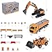 Unimoly Alloy Mini Construction Vehicles, 3Pcs Die-cast Metal Toy Set with Pull Back Action - Excavator, Dump Truck, Bulldozer for Toddlers & Kids 3 4 5 6 7 Years Old Boys Toys