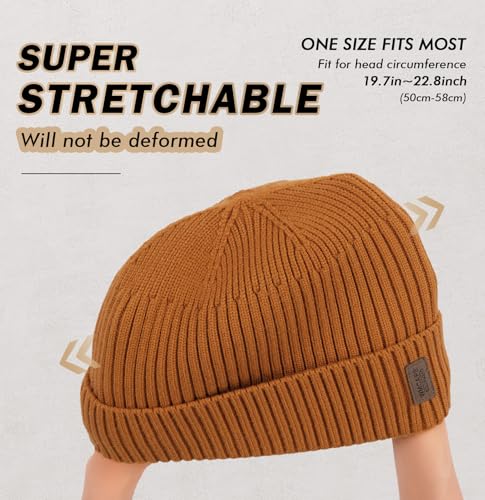 Image of Wmcaps Warm Beanie for Men Women, Fleece Lined Beanie Warm Winter Caps Unisex Fashion Knit Cuffed Cap