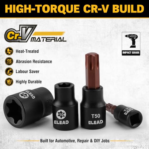 Image of 31-Piece Torx Bit Socket Set: Premium CR-V & S2 Alloy Steel, Star T8-T70 & E-Torx E4-E24, High Torque Laser Marked for Automotive Mechanic