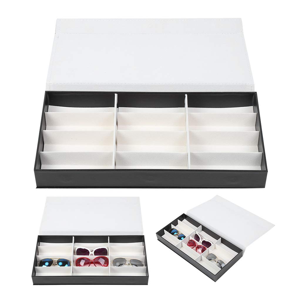 zolyet Organizador de 12 rejillas, tablero de densidad de poliuretano, para gafas de sol, caja de almacenamiento para joyas
