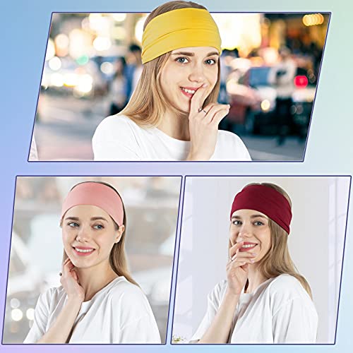 10 Pack Wide Headbands For Women Girls, Workout Yoga Running Womens Headbands Boho Hair Bands For Women's Hair, Non Slip Sweat Head Bands Thick Head Wrap Hair Wrap(Solid Headbands) #TOP1