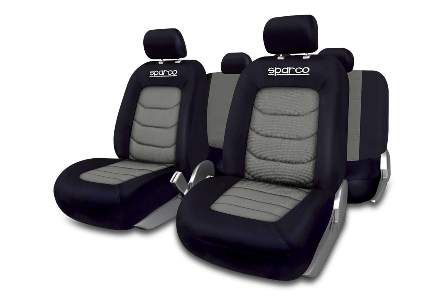 Sparco Seat Cover Set Polyester and Mesh, SP 90066, H7.4 x W15.8 x D3 cm, Grey