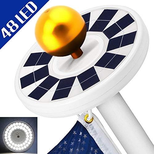 48 LED Solar Flag Pole Light, BESWILL Super Bright Flag Pole Light Solar Powered Night Light-Flag Downlight for Most 15 to 25 Ft Topper Auto On/Off, Weatherproof &Energy Saving (Upgraded Version)