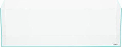 LANDEN Tanque de acuario de hierro bajo sin borde de 25C de 3.7 galones, 9.84 x 9.84 x 9.84 pulgadas de alto, 0.197 in de grosor con alfombrilla de