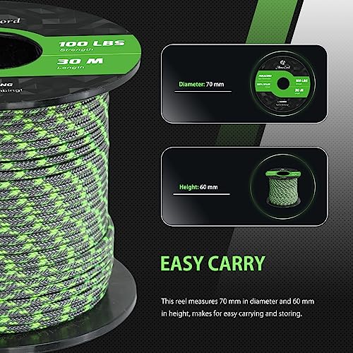 Abma Cord Paracord 100 lbs 2mm 100% Nylon 30M - Venomous, Multi Color-venomous, 30 Meters - Image 2