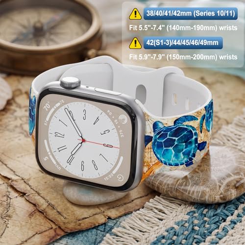 Image of Floral Band Compatible with Apple Watch Bands for Women 40mm 42mm 41mm 38mm 44mm 45mm 46mm 49mm, Cute Pattern Flower Soft Silicone Sport Strap for iWatch Series Ultra 11 10 SE 9 8 7 6 5 4 3 2