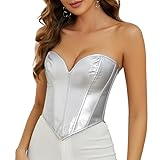 TRIWORKS Strapless Corset Top Women Patent PU Leather Corset Top Lace-up Bodyshaper Steampunk Zipper Bustier Vest