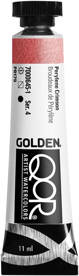 GOLDEN QoR Artist Watercolors, Perylene Crimson, 11 ml Tube, Professional Watercolor Paint, Semi-Transparent