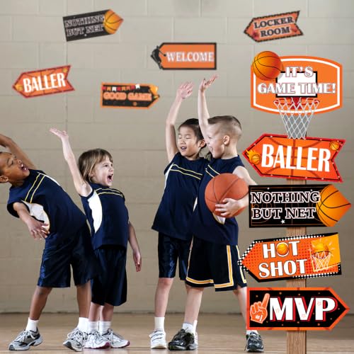 Image of 20 Pieces Basketball Party Decorations Basketball Party Sign Basketball Themed Party Directional Signs Welcome Sign for Basketball Party Supplies Boys Sports Birthday Party Decorations