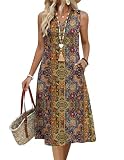 Zeagoo Summer Midi Dresses for Women Cotton A Line Petite Flowy Jersey Tank Dress...