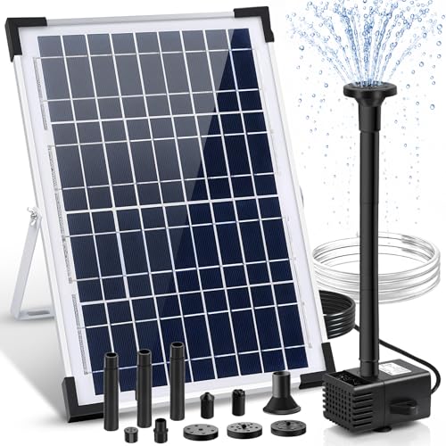 Jbobbju 12W Solar Fountain Pump, Solar Powered Water Pump with