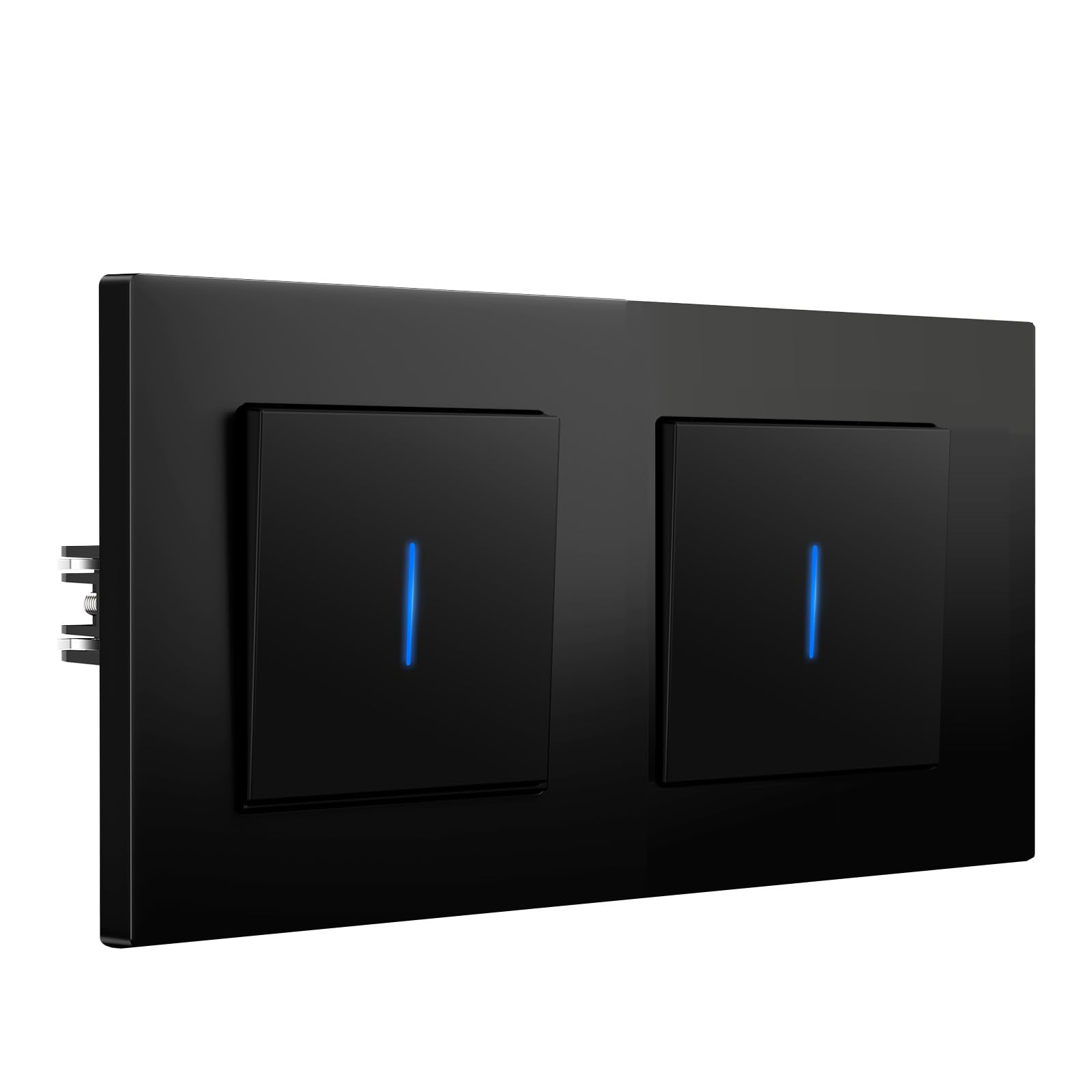 BSEED Interruptor Doble pared con Garras, Interruptor Conmutador con LED Indicador, 1 Gang 2 VÃas, Interruptor de luz con Marco de PC mate, Fácil de Instalar, 157 * 86mm Negro