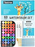 Watercolor Paint Set, 48 Colors Watercolors Painting Kit Washable Water Colors with 10 Paint Brushes, Easter Basket Stuffers for Teens, Arts Crafts Painting Supplies Art Set for Kids Adults Artist