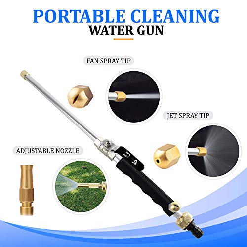 Hydro Jet High Pressure Power Washer Wand for Car Washing or Garden Cleaning, Heavy Duty Metal Watering Sprayer with Universal Hose End, Hydrojet Water Power Nozzle (Metal Black)