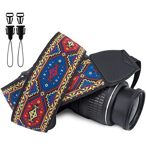 Wolven Vintage Jacquard Weave Camera Neck Shoulder Strap Belt Compatible with All DSLR/SLR/Digital Camera (DC)/Instant Camera/Polaroid etc (Blue Pattern) Cover