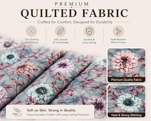 Image of Nendle Quilted Customisable Digital Printed Sofa Mat Cover with Fixed Seat Depth of 36 Inches | Premium Velvet Fabric Furniture Protector for Custom Fit